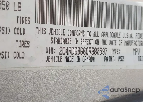 2012 Dodge Grand Caravan Se/Avp from USA, damaged, VIN 2C4RDGBG6CR380597